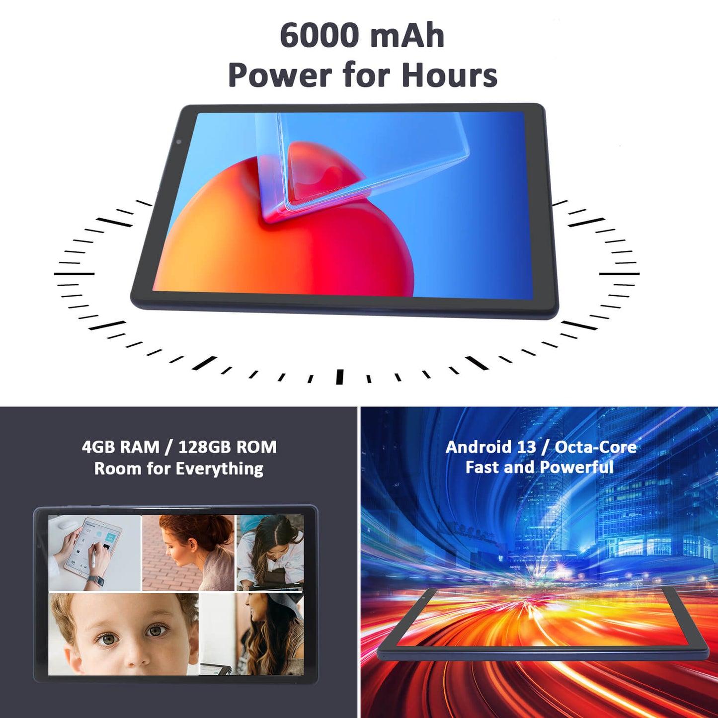 1019AC 10 Inch Android 13 Tablet Octa-Core 4GB RAM 128GB Storage